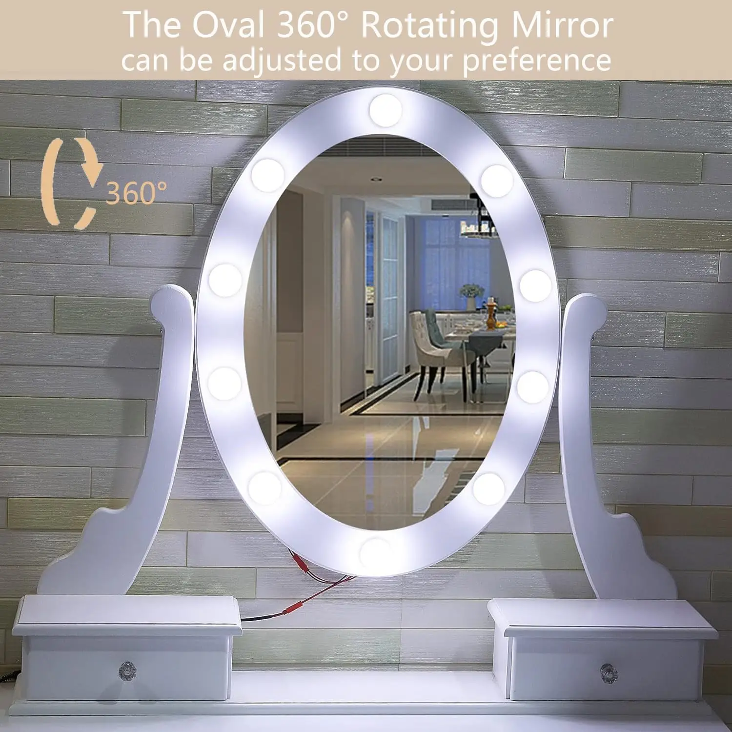Modern Makeup Vanity, Girls Vanity Set with Lighted Mirror and Cushioned Stool, Customized