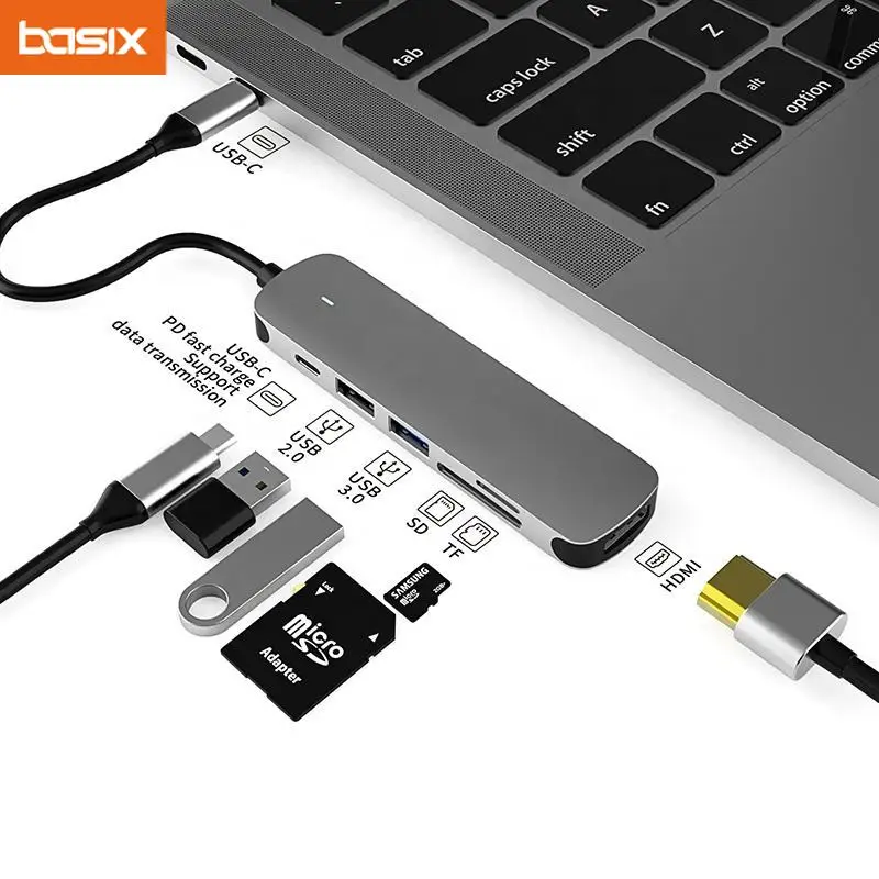 

USB C HUB Type C Adapter with 4K -Compatible100W PD USB C Port SD TF Card Reader For MacBook Air iPad Pro Huawei Sumsang Phone