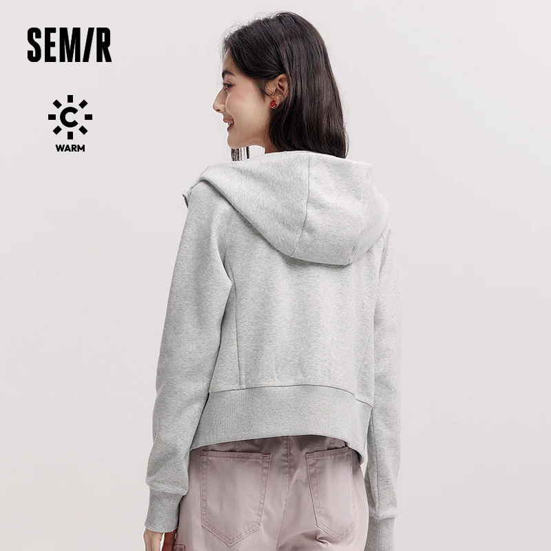 Semir mantel wanita lengan Raglan pendek, jaket bertudung kasual trendi musim dingin baru 2024