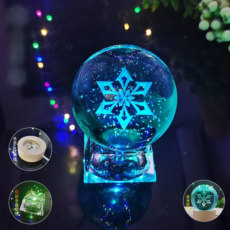 Anime GENSHIN IMPACT Glowing Crystal Balls Game Elements Vision Prop Electro Hydro Geo Cryo Dendro Anemo Pyro Anime Ornaments