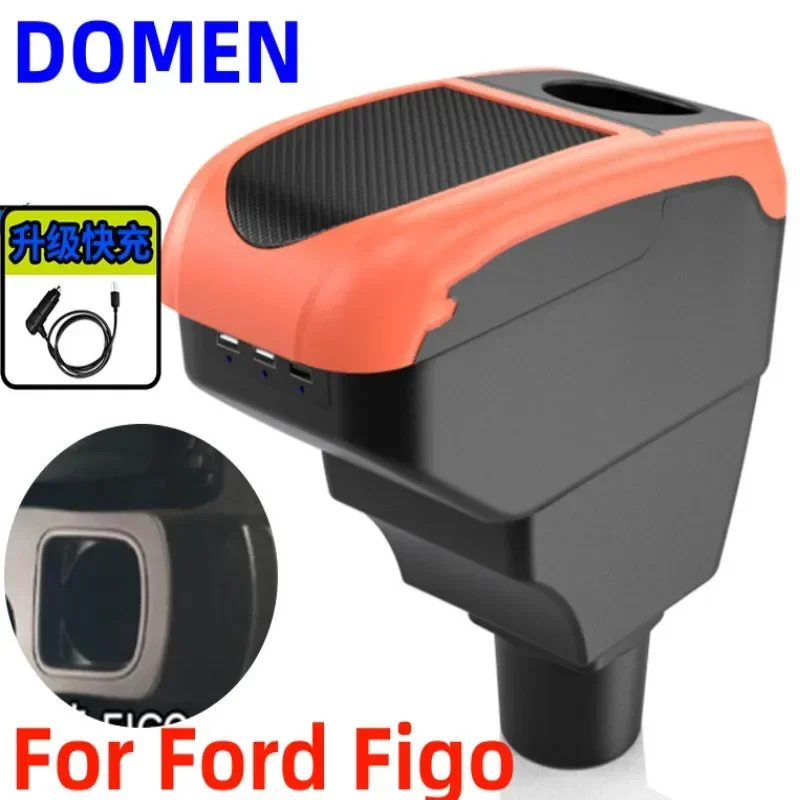 

NEW For Ford Figo Armrest Box Special modified interior accessories for the central armrest box Large Space Dual Layer USB