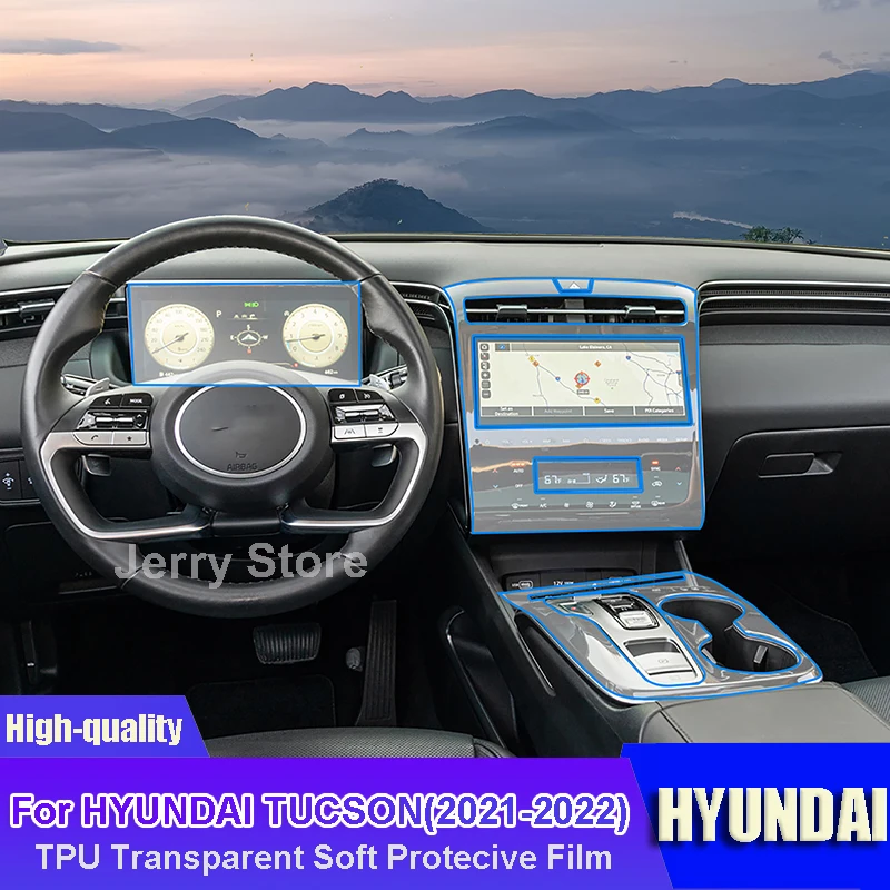 

For HYUNDAI TUCSON (2021-2022) Car Interior Center Console Transparent TPU Repair Film Protective Anti-scratch Sticker