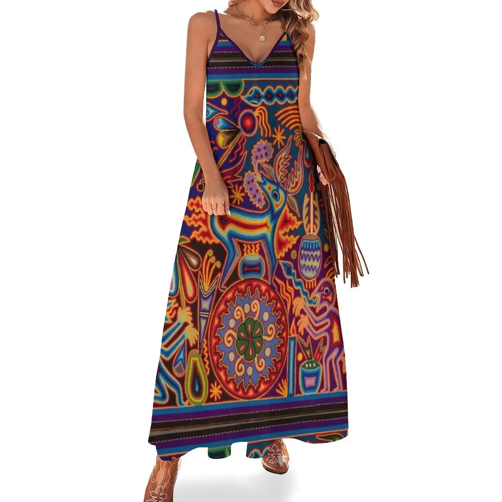 

Huichol Sleeveless Dress Women's summer long dress summer dress for women 2024 summer dresses