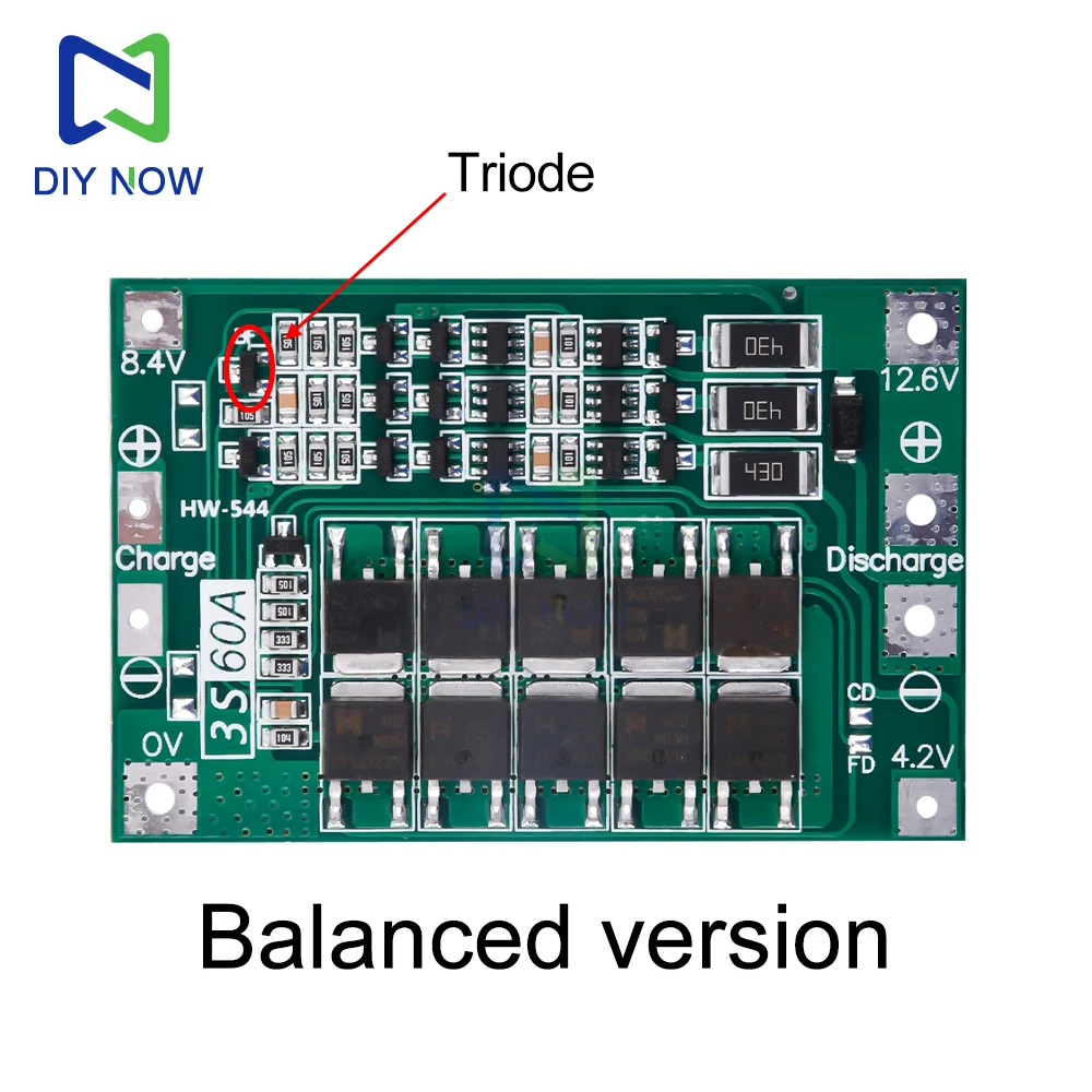 Li-ion Lithium Battery Charger Protection Board 3S 4S 40A 60A 18650 BMS for Drilling Motor 11.1V 12.6V/14.8V 16.8V with Balance