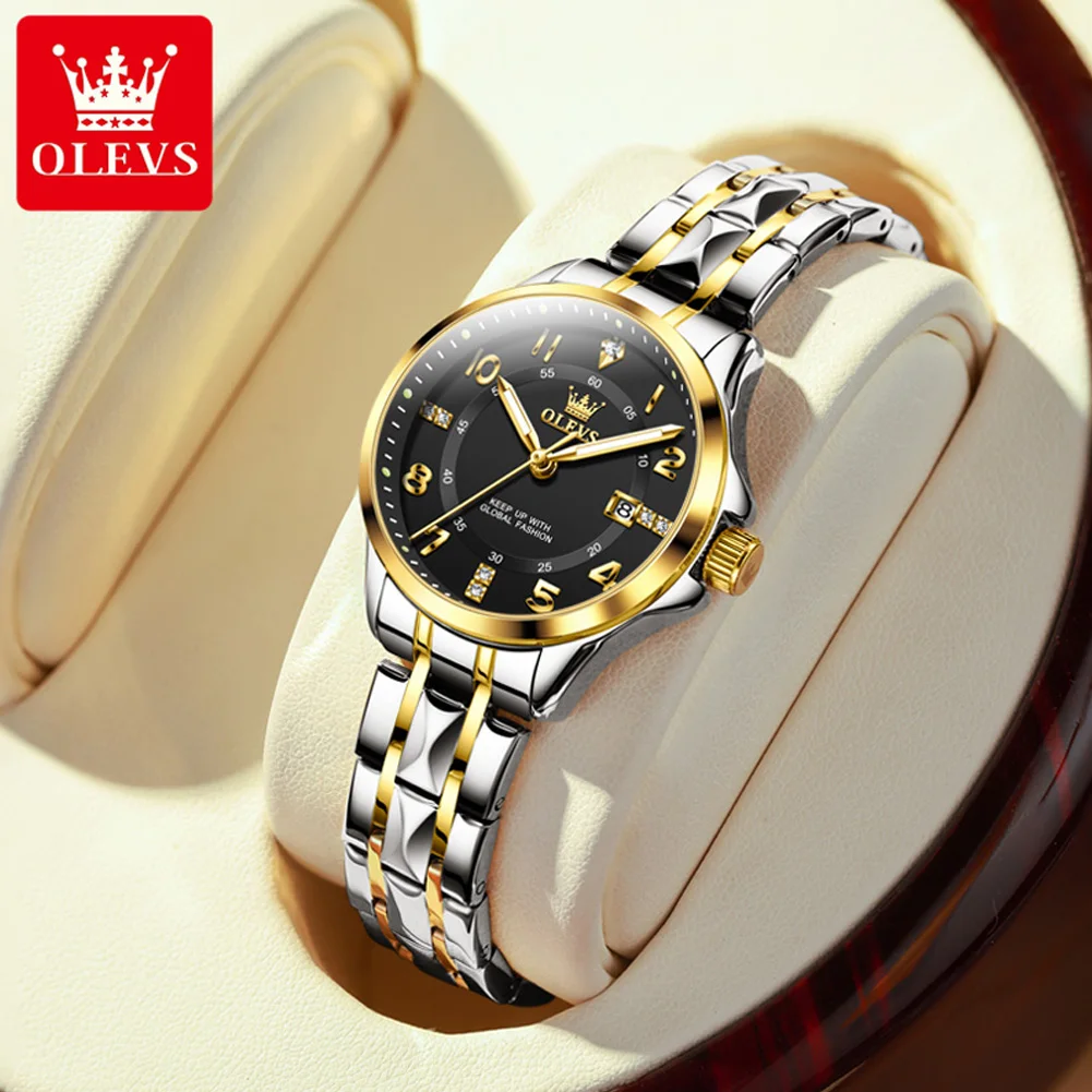 

OLEVS Top Brand Luxury Gold Quartz Watches for Womens Stainless Steel Waterproof Luminous Date Week Fashion Wristwatch Reloj