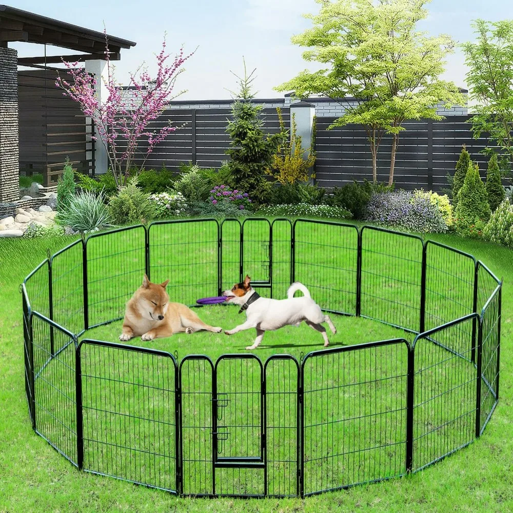 

Dog Playpen, Metal Dog Pen Outdoor Exercise Pen with Doors, Pet Puppy Playpen for RV, Camping, Yard, Pet Dog Fence