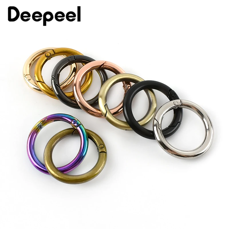 10Pcs Deepeel 10-50mm Metal O Ring Buckle Round Openable Spring Clasp Carabiner Snap Keychain Hooks DIY Clothes Bags Accessories