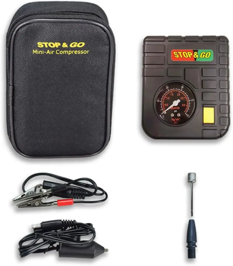 RCP Compact Mini Air Compressor 12V with LED Light for Motorcycle, Scooter, ATV, UTV, Cart, Lawn Mower