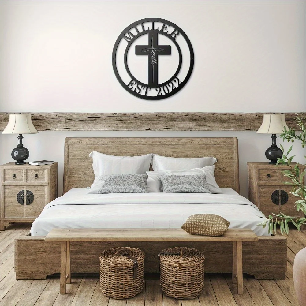 Personalizable Metal Cross Sign: Ideal for Scene Party Home Door Decor Wall - hanging Art for Outdoor Spaces Valentine's Present
