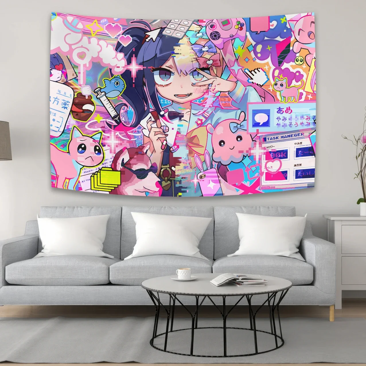 90×150cm Anime Needy Girl Overdose Tapestry Boho Living Room Decoration Student Dormitory Kawaii Background Tapestries