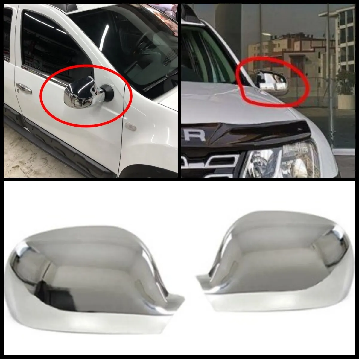 

2 PCs ABS chrome mirror covers rearview mirror case cover Renault Duster Dacia Duster-