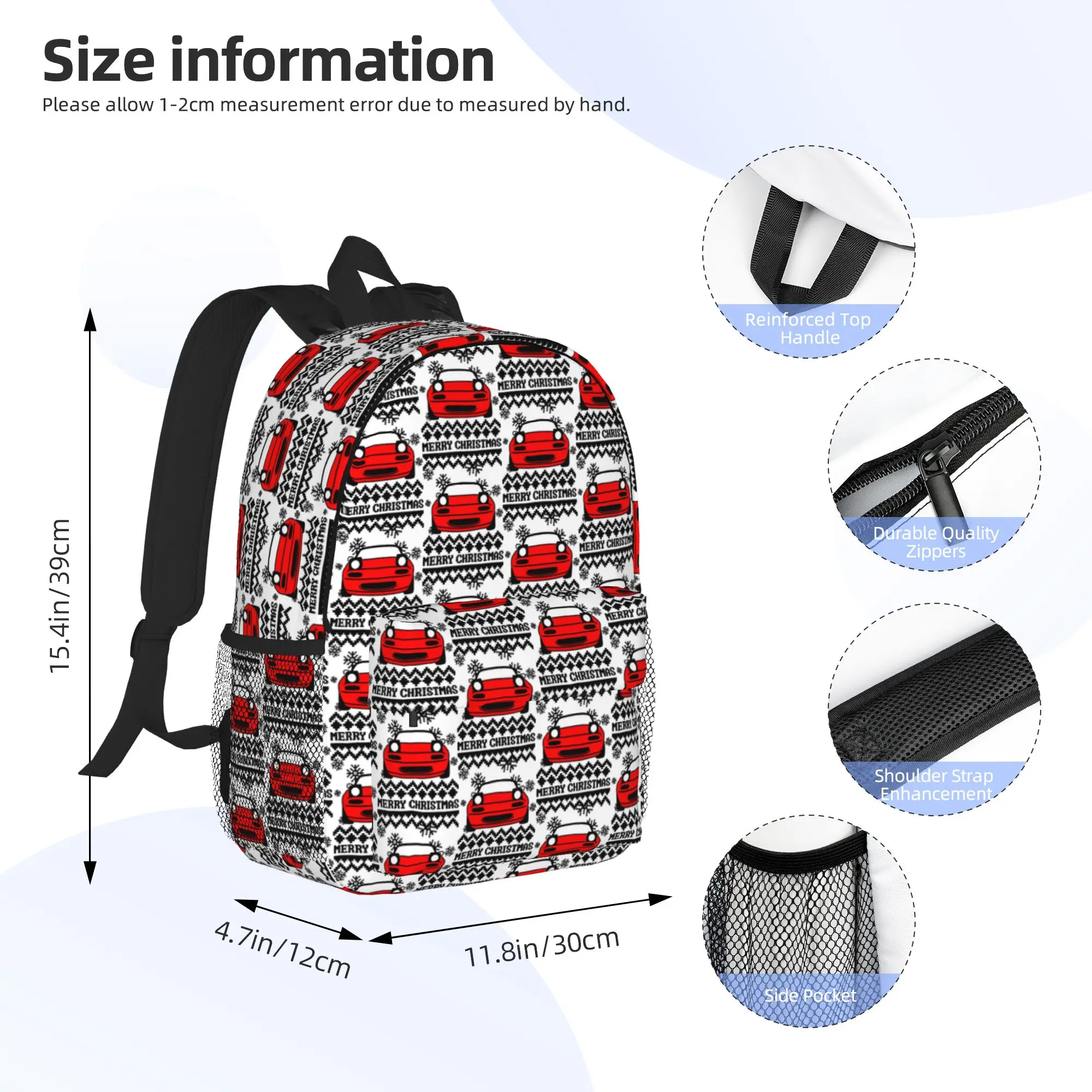 Miata Christmas Backpack Hot Sale Daypack Large Capacity Boys Girls BookBag Shoulder Bags for Men Women School Bag