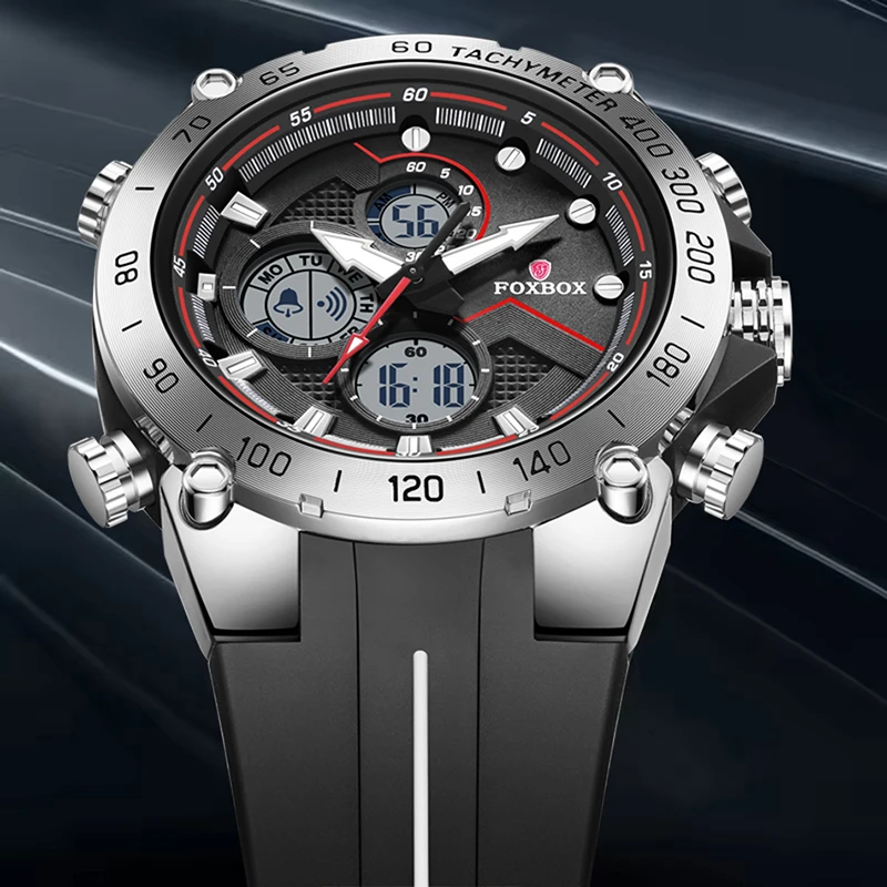 

FOXBOX Fashion Big Dial Watch Men Military Sports Waterproof Watch For Men Casual Business LED Display Men's Quartz Wristwatches