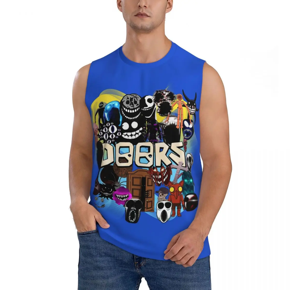 Doors All The Entities New Doors Game Update Men Sleeveless Tank Tops Quick Dry Breathable Gym Fitness Running Summer Sport Vest