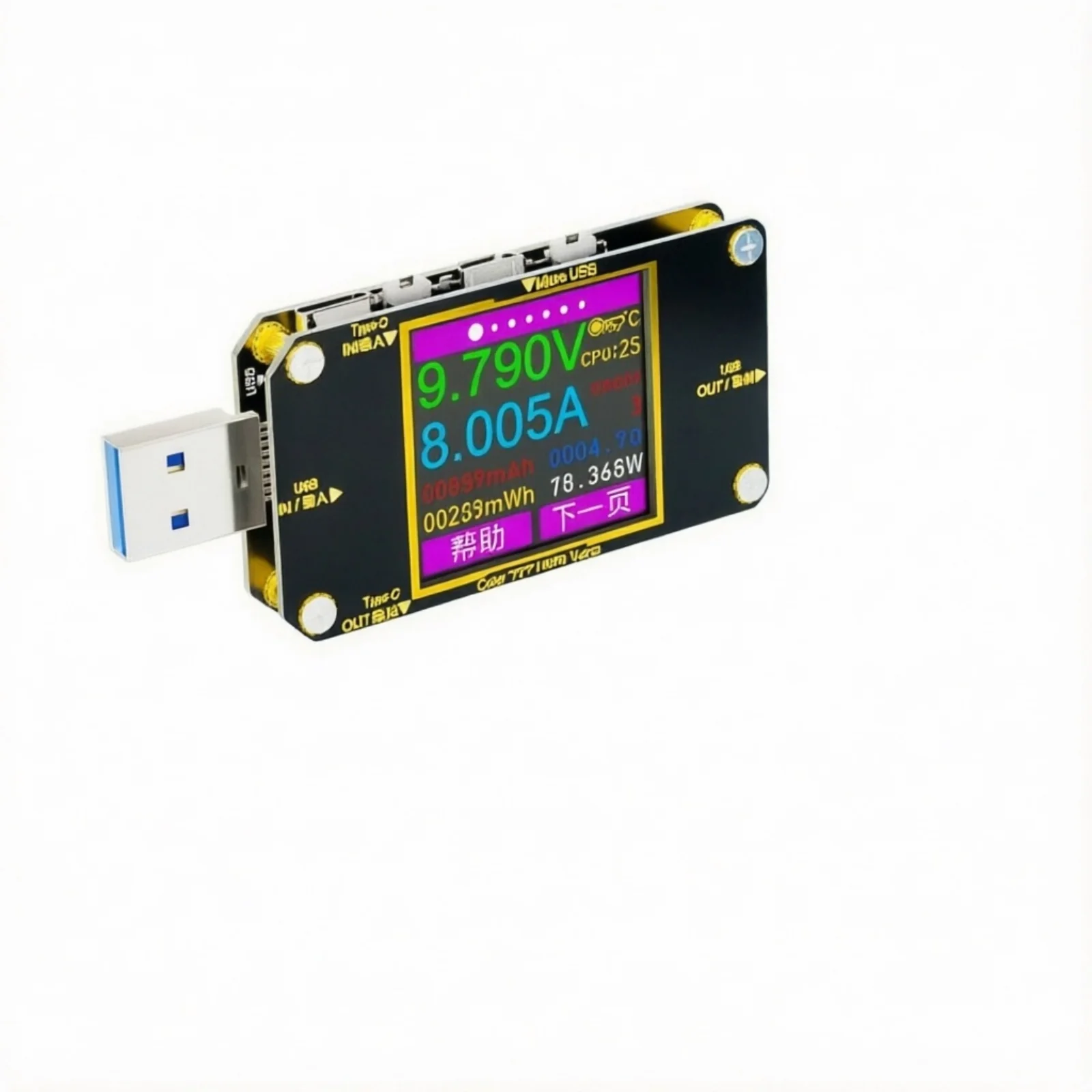 YOJOCK USB Tester Meter Digital USB C Power Meter Voltmeter, 2-in-1 Multimeter Voltage and Current Tester, PD Battery