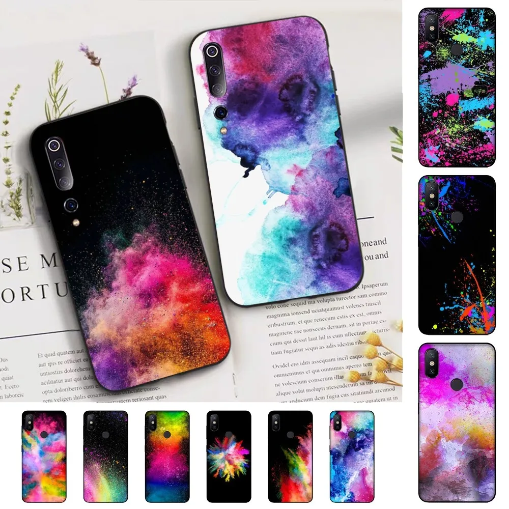 Watercolor Ink Splash Arts Phone Case For Xiaomi Mi 5X 8 9 10 11 12 lite pro 10T PocoX3pro PocoM3 Note 10 pro lite