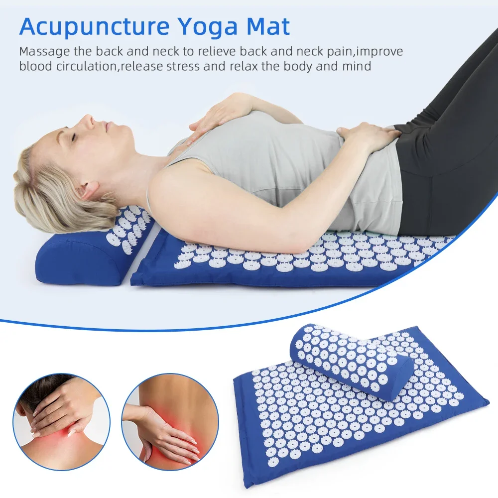 Acupressure Massage Mat Yoga Pillow Relieve Muscle Pain Relief Pad ABS Spike Back Body Cushion Elastic Sponge Foot Massager