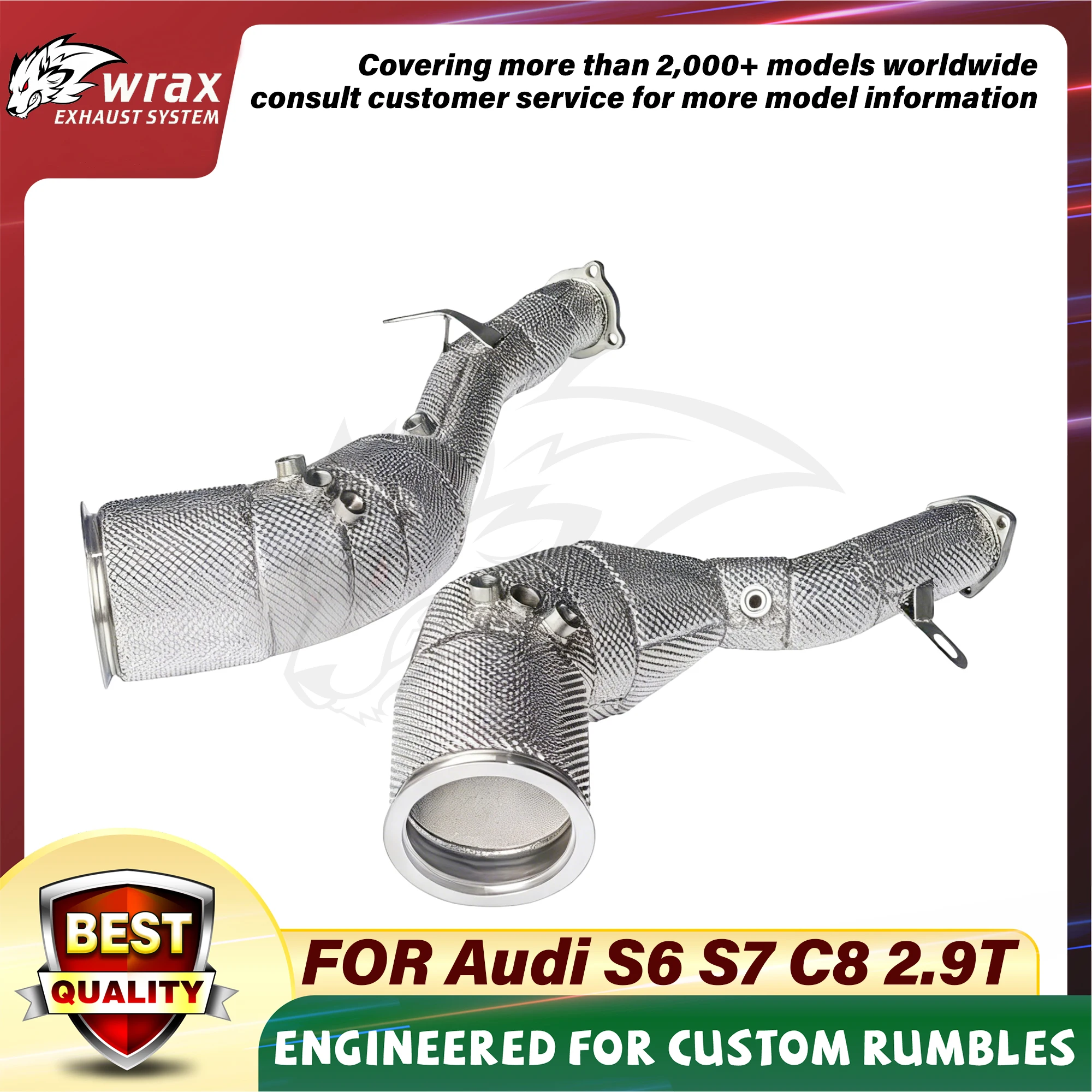

SS304 Performance Downpipe for Audi S6 S7 C8 2.9T Upgrade of Heat Shield Cat Exhaust Pipe Support customization