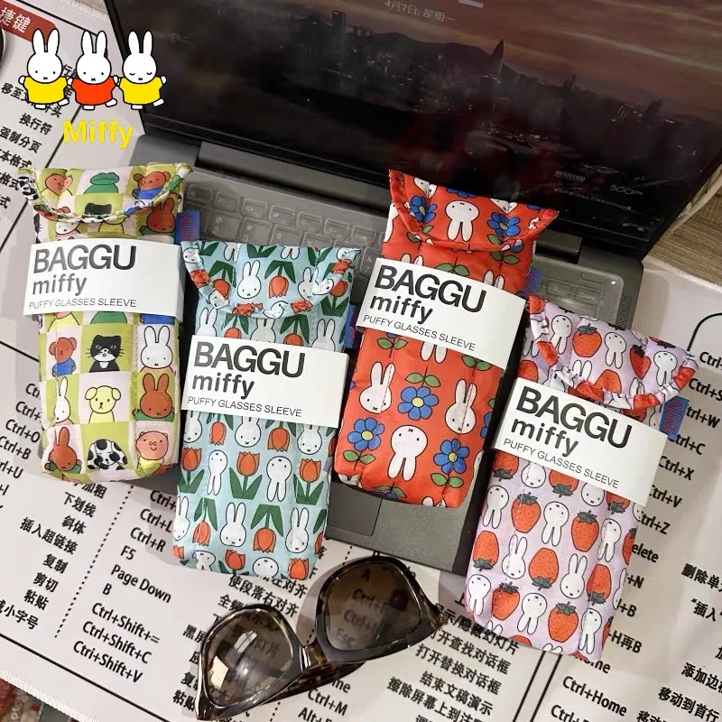 Bolsa de gafas Kawaii de Anime Miffy Rabbit, bolsa de almacenamiento de gafas bonita de dibujos animados, forro interior de algodón, bolsa protectora para gafas de sol