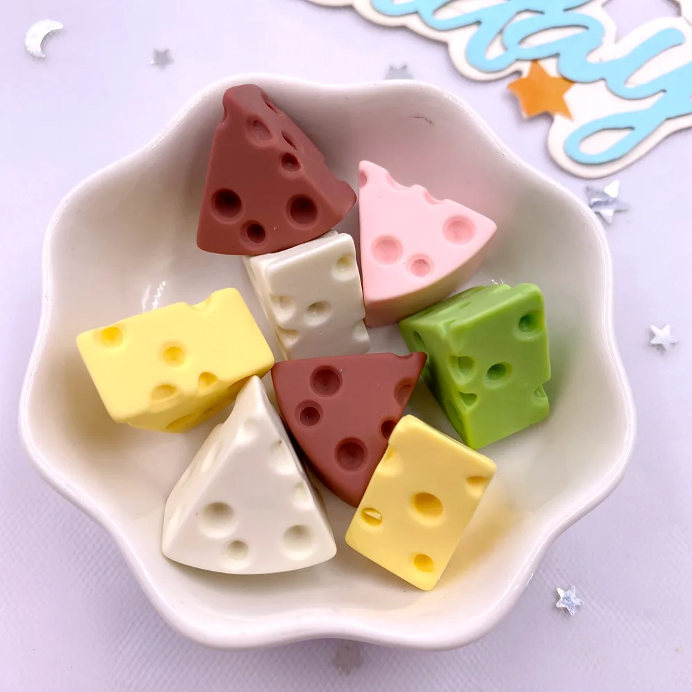 10PCS Resin Kawaii Simulation Cheese Cake Figurines Flat back Cabochon Candy Home Decor DIY Scrapbook Crafts Jewelry Accessories