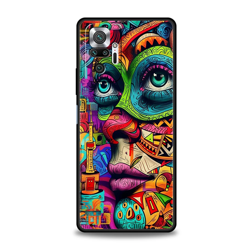 Custodia per telefono con faccia creativa per Redmi 14C 10C Nota 14 13 12 10 11 Pro Plus 7 8T K40 K50 Gaming Pro Plus 5G Soft Shell Capas