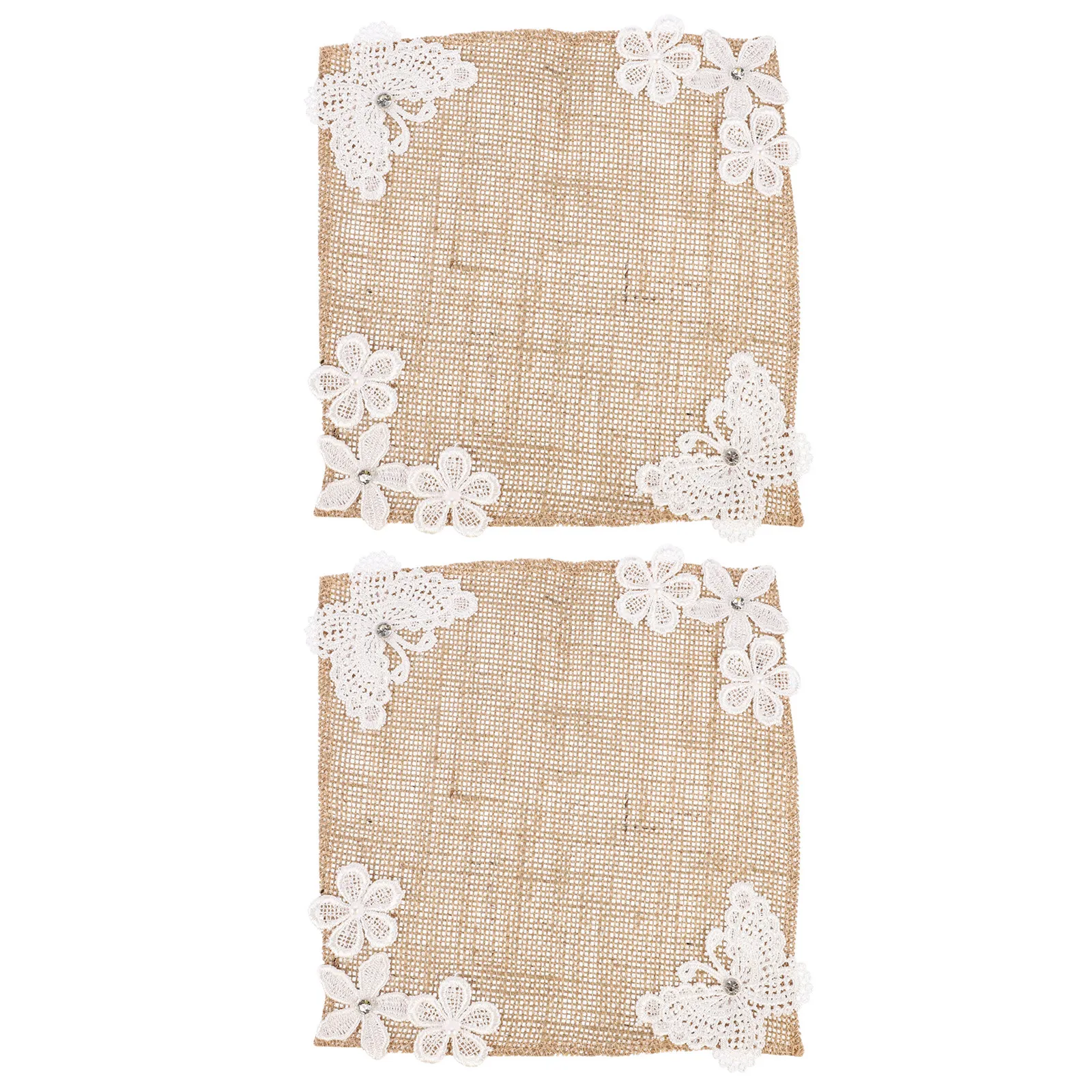 2Pcs Linen Wedding Dining Table Placemat Premium Heat-Resistant Reusable Placemat for Banquet Holiday Decor