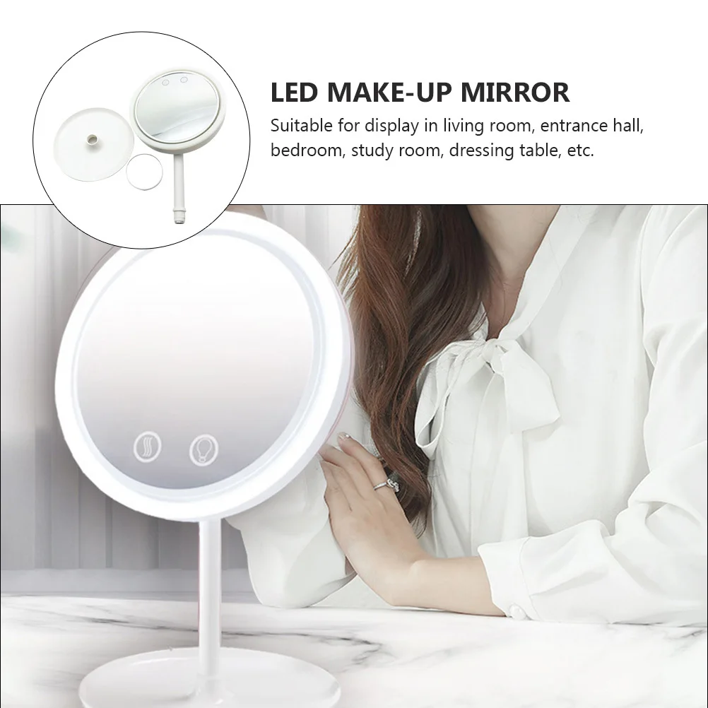

1pc 180° Rotating Led Light Makeup Mirror With Fan 3-In-1 Fill Light Mirror For Desktop Vanity Household Use