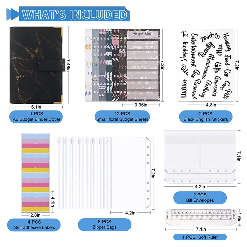 2X A6 PU الميزانية الموثق توفير المال الموثق مع مغلفات سستة المال المنظم مخطط ل دفتر الأستاذ النقدية