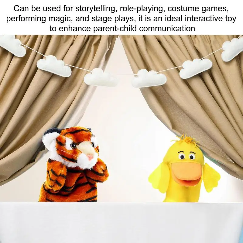 Tijgerhandpop Pluche Dierenvingerspeelgoed Cartoon Dierenhandpoppen Pluche Dierenspeelgoed Zachte Tijgerpop Voor Kinderen Volwassenen