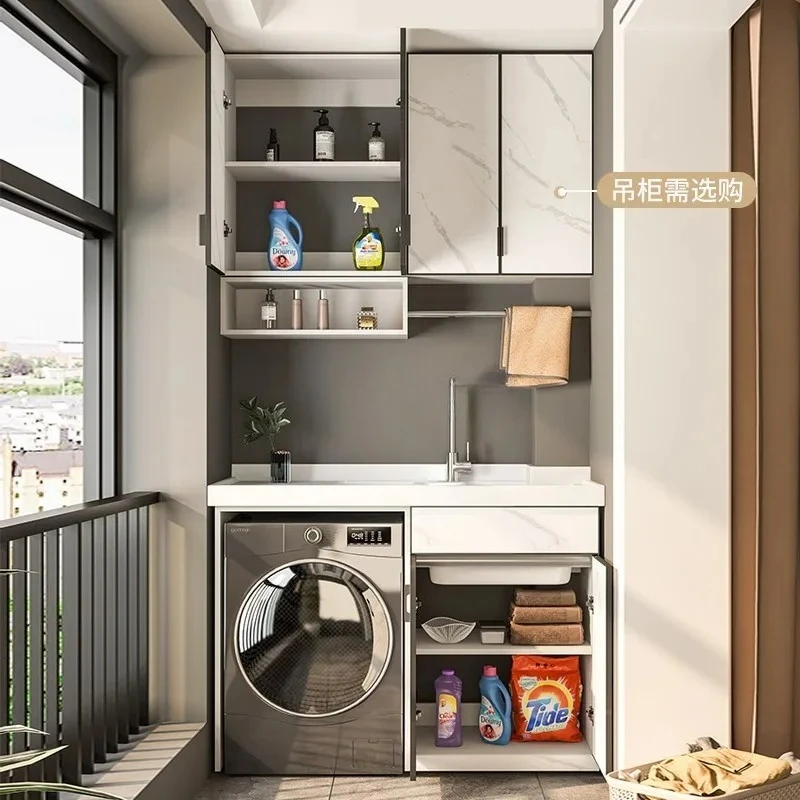 Balkon RVS Wasgarderobe Combinatie Eenvoudige Moderne Wasmachinekast Metgezel