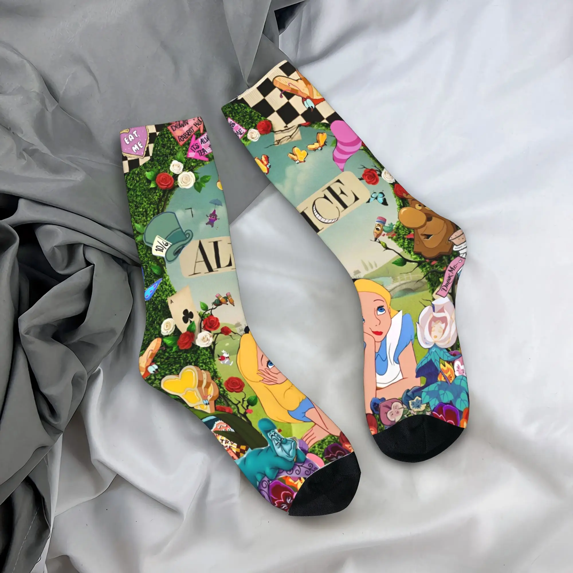 Alice In Wonderland Crew Socks for Women Men Merch All Seasons  Cute Long Socks Non-slip