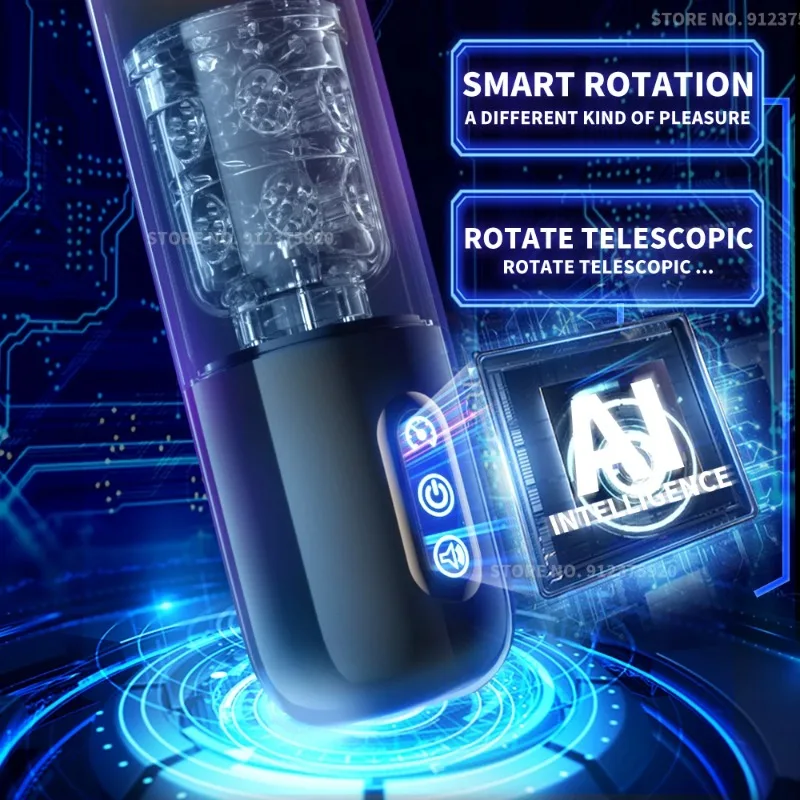 Telescopic Rotation Masturbator Cup Vagina Masturbation Blowjob Sucking Adults Sex Toys for Men Male Piston Automatic Mastubator - view 3