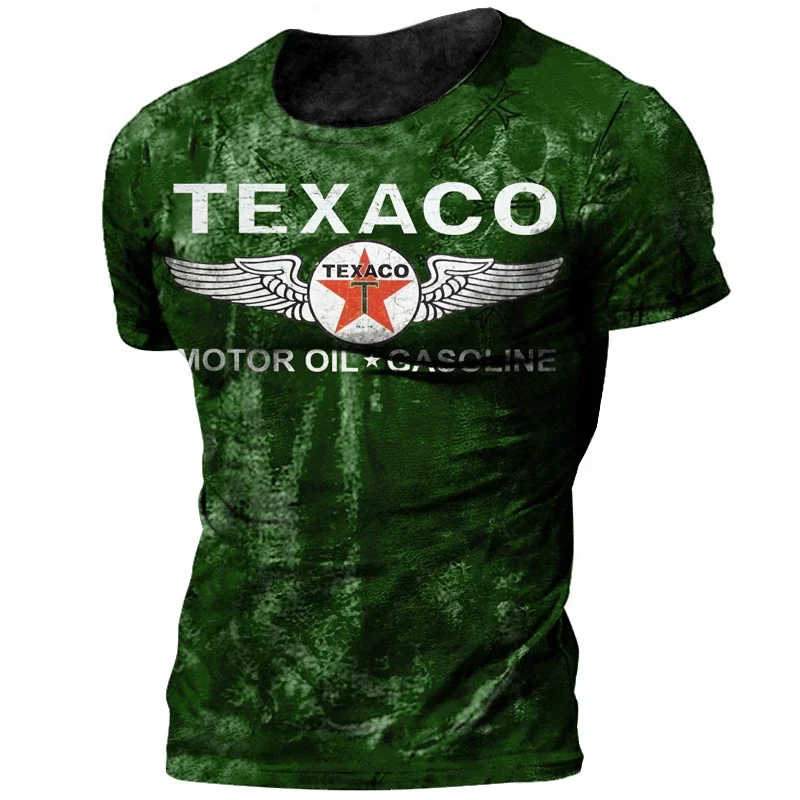 2024 Summer 3d Printed Men's Vintage Texaco T-shirts Casual Streetwear Classic Sportswear Oversized Tops Tee Shirt Man Clothing