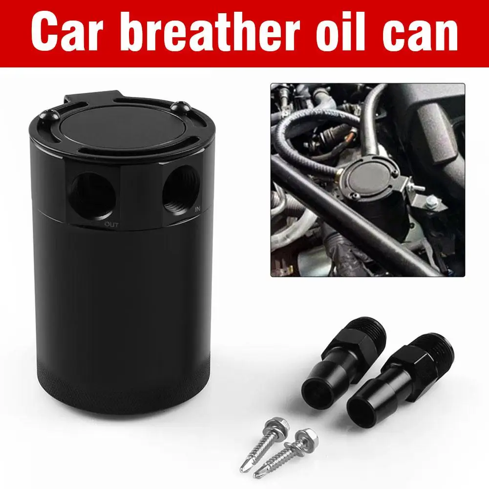 Universal Compact Baffled 2-Port Aluminum Oil Catch Reservoir Two Oil Kettle Hole Can Tank Fuel Breathable Can Catch Parts P7X9
