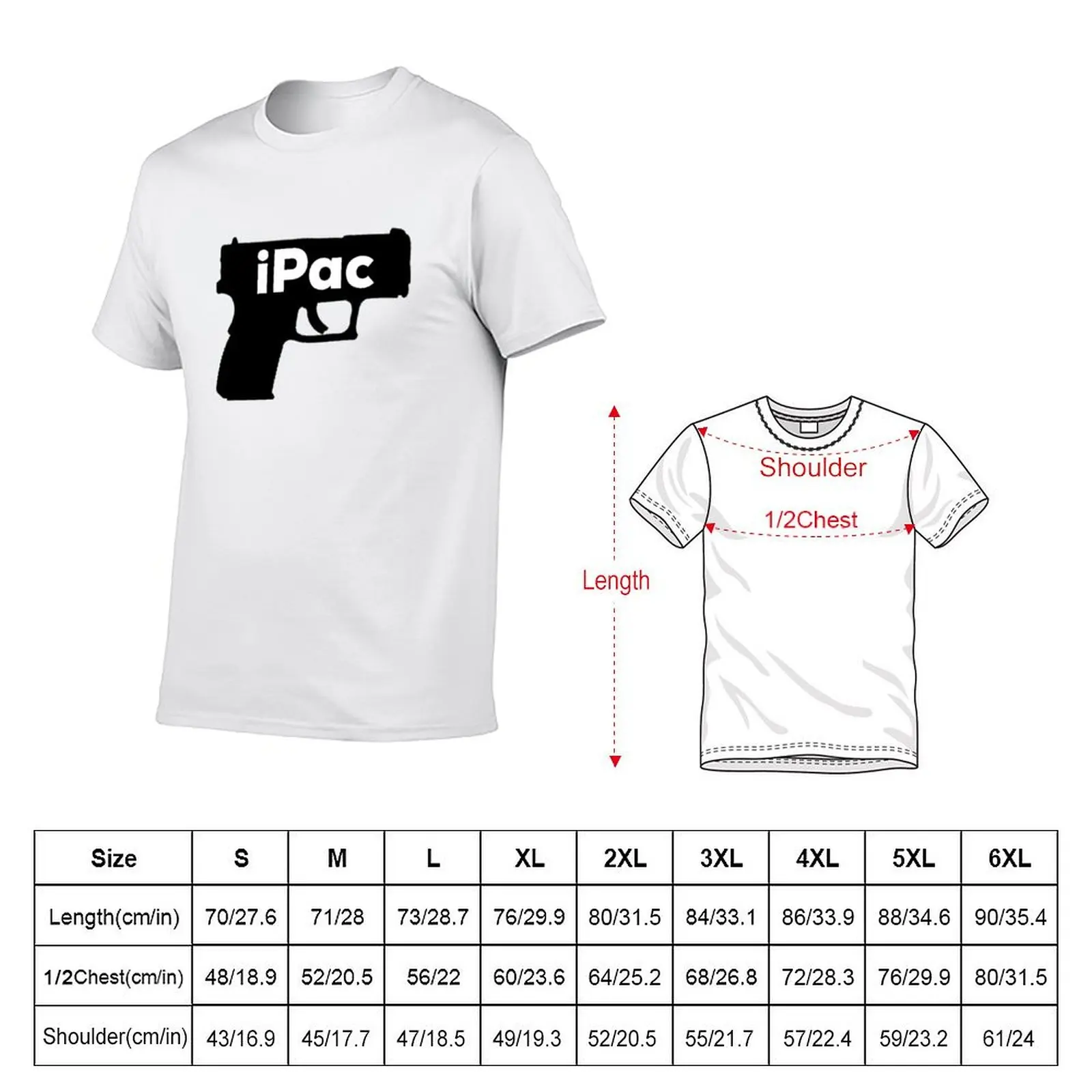 IPac handgun tee T-Shirt t shirts for man graphic funny men t shirt cotton 100% T-Shirt