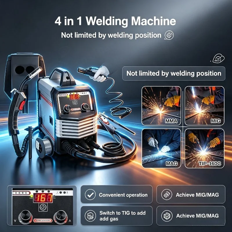 TIG-160C MIG MMA MAG Inverter Welders Electric Welding Machine Equipment Intelligent Welders 4in1/2in1/Welding Wire(optional)