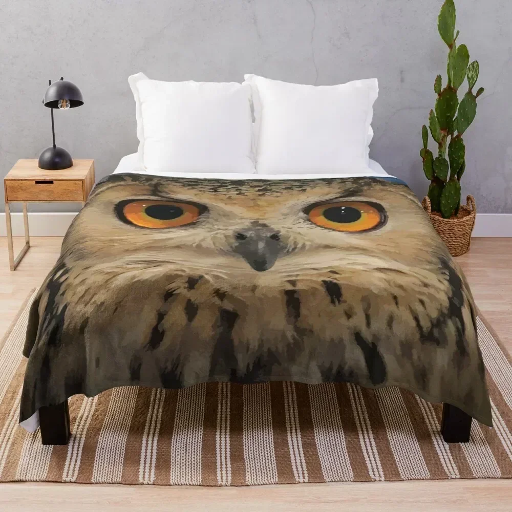 

Indian Eagle Owl Throw Blanket wednesday Bed covers Weighted Plush Blankets
