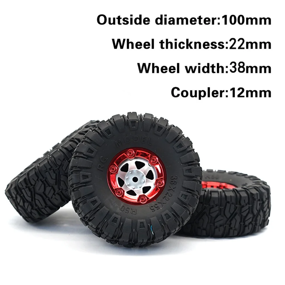 

2pcs 1:12 Scale RC Car Tires 100mm Rear Straight Axle Truck Wheels 12mm Hex For FY06 FY07 Off Road Models Toys Part 10*3.8*2.2cm