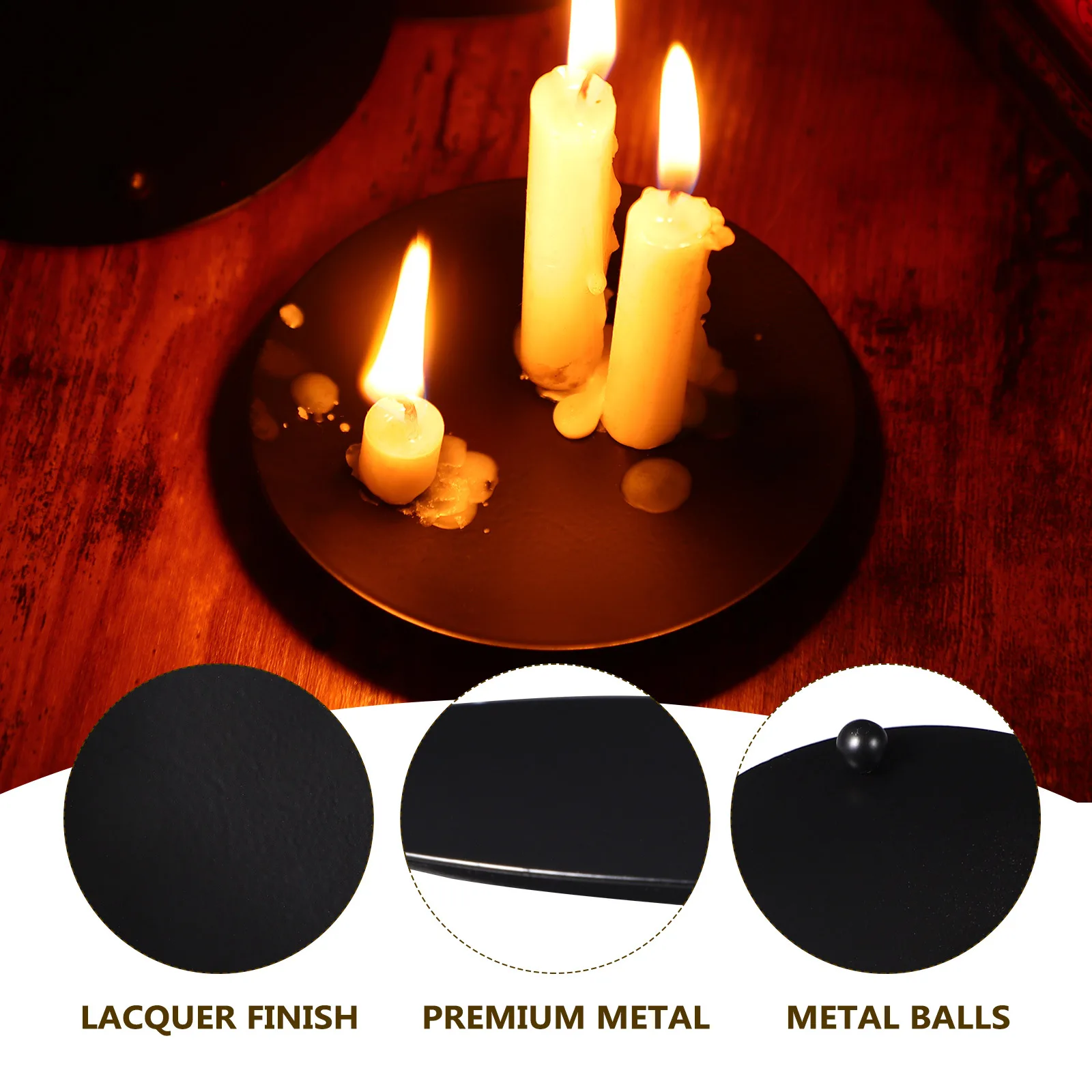 

3Pcs Iron Plate Simple Elegant Metal Pillar Holder Stand for Home Hotel Spa Weddings Decor Black