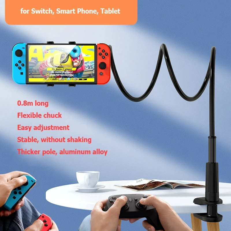 Stand Holder for Switch Long Arm Gooseneck Bracket 4.6 to 7 inch Flexible Tablet Stand Holder Bed Desk Kitchen Smart Phone Mount