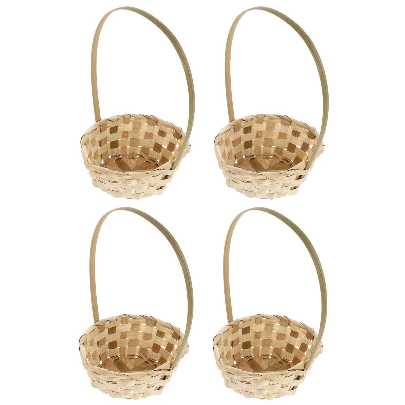 4 Pcs Wicker Basket Flower Container Woven Holder Round Flowerpot Tote Simple Fruit Outdoor Bamboo Hand-woven Storage Baby Gift