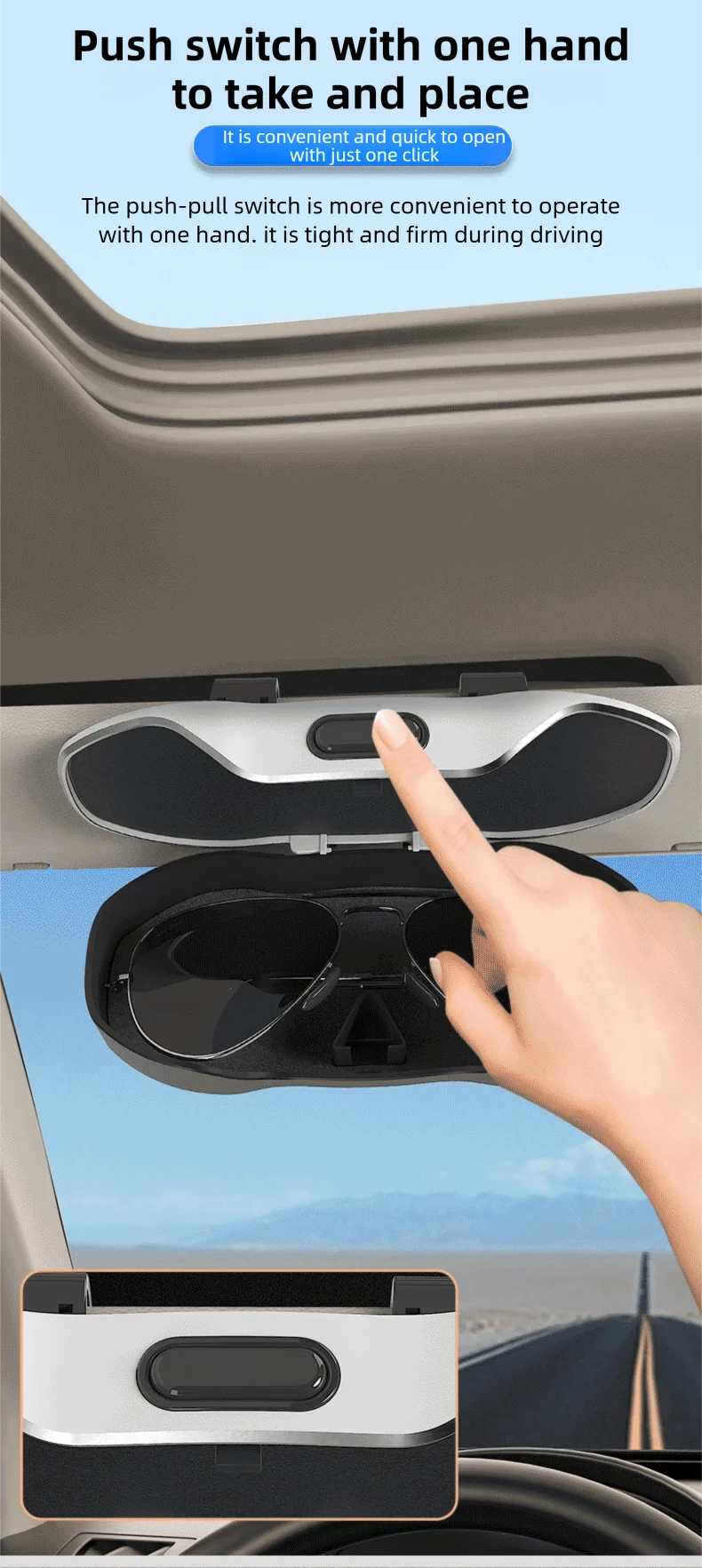 Auto-Styling Sonnenbrillenhalter Tragbare Brillenbox für das Auto Brillenetui für Sonnenblenden Auto-Brillenhalter – Detail 8