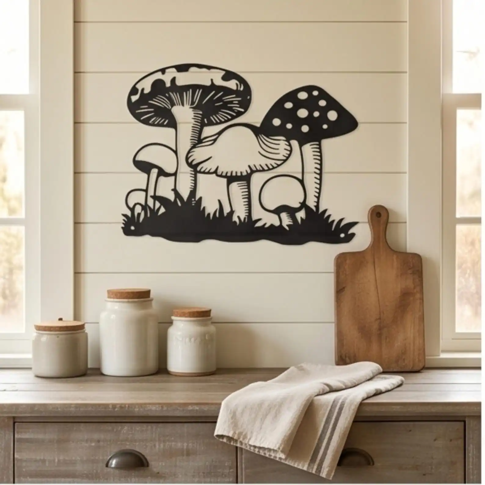 CIFBUY Metal Mushroom Wall Hook Nature Inspired Towel Hanger Forest Botanical Bathroom Decor Functional Home Ornament