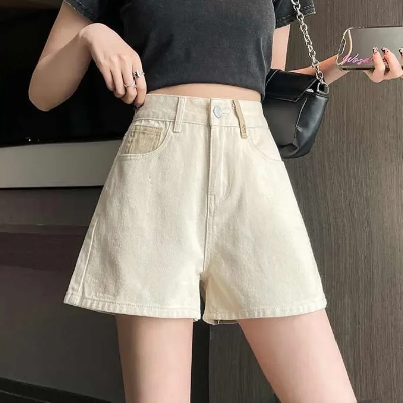 

Denim Shorts for Women Wide Short Jean Pants Woman Korean Style Baggy Loose Stretchy Elegant XXL Normal Cheap XL Low Price Jorts