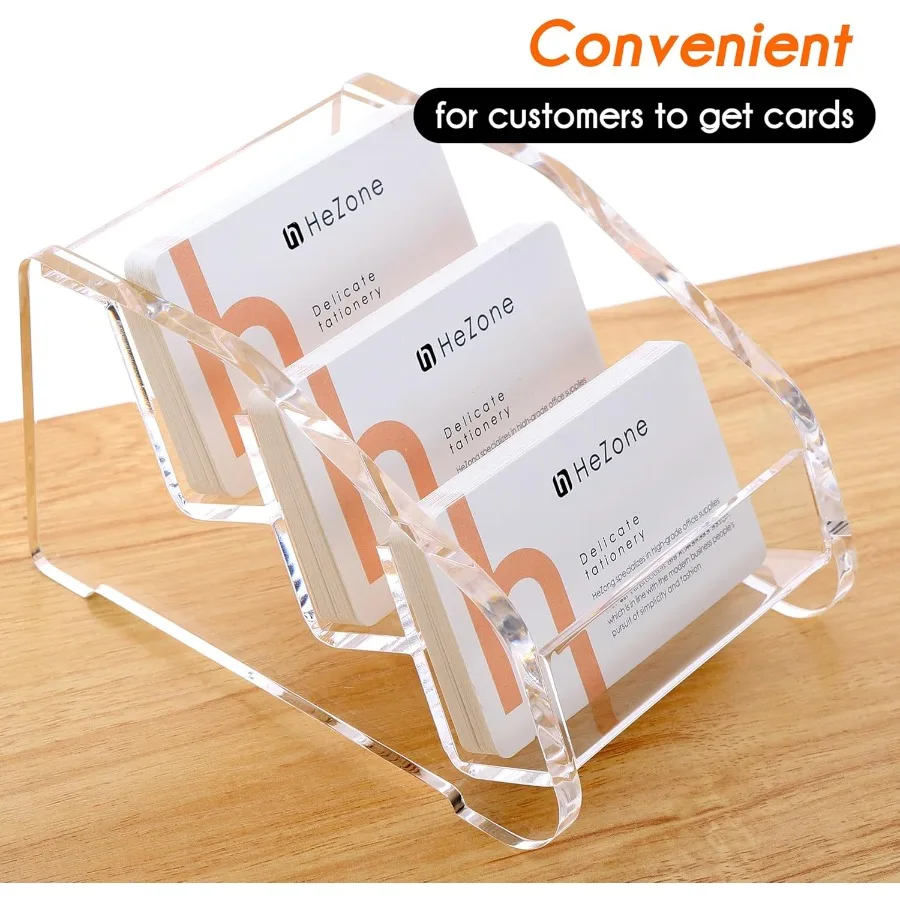 عرض حامل بطاقات العمل الأكريليك للنساء والرجال 3 فتحات 3 طبقات حامل بطاقات شفافة لفتحات المكتب التي تيل مرة أخرى لمنعها #4