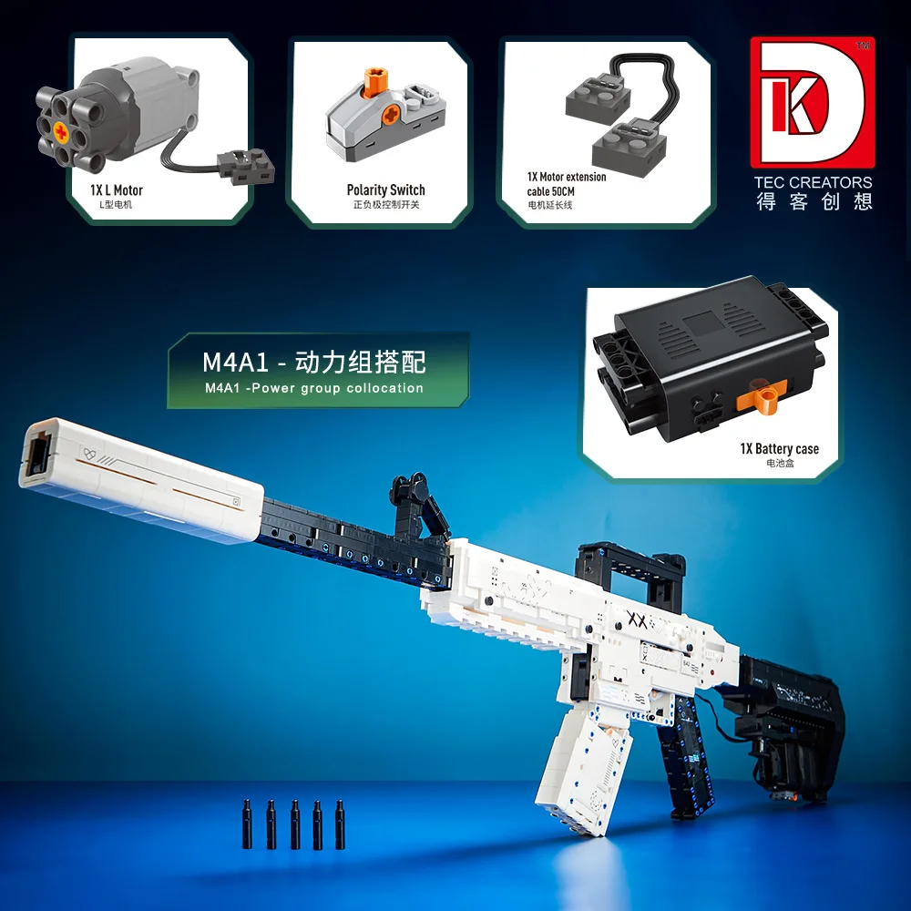 New 2004 1988pcs MOC Idea Electric M4A1 Block Gun Model Military Weapons Bricks Assembling Toys for Boys Christmas Gift Set