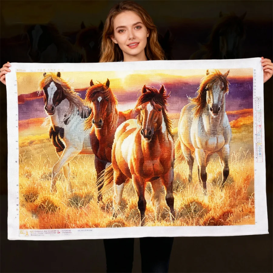 動物馬柄プリプリントクロスステッチセットdiy刺繍糸クラフト針仕事縫製手作りデザイン様々な卸売