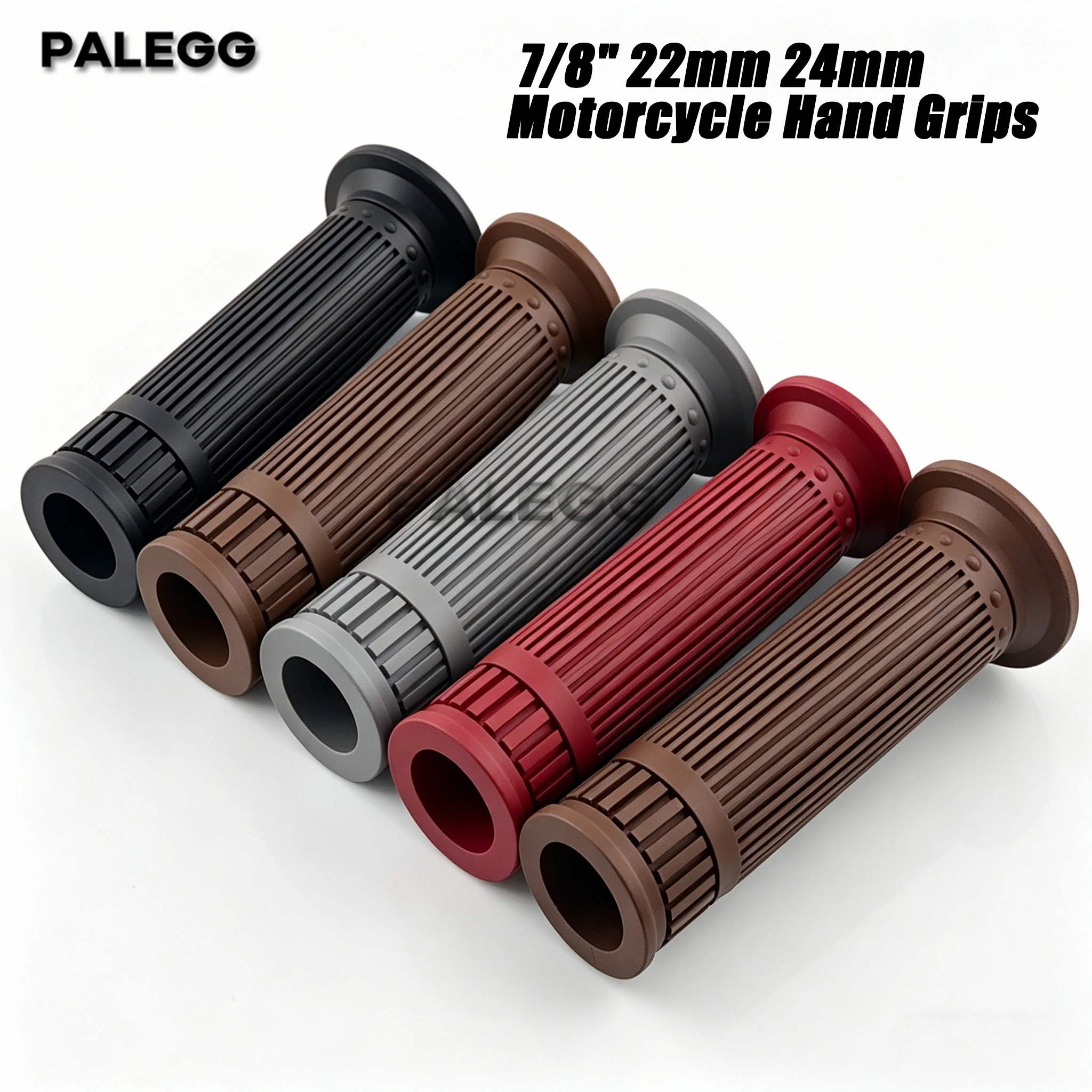 Universelle 7/8" 22mm 24mm Retro Motorrad-Handgriffe Rutschfeste Gummi-Lenkergriffe für Moto Scooter Motocross Motorrad