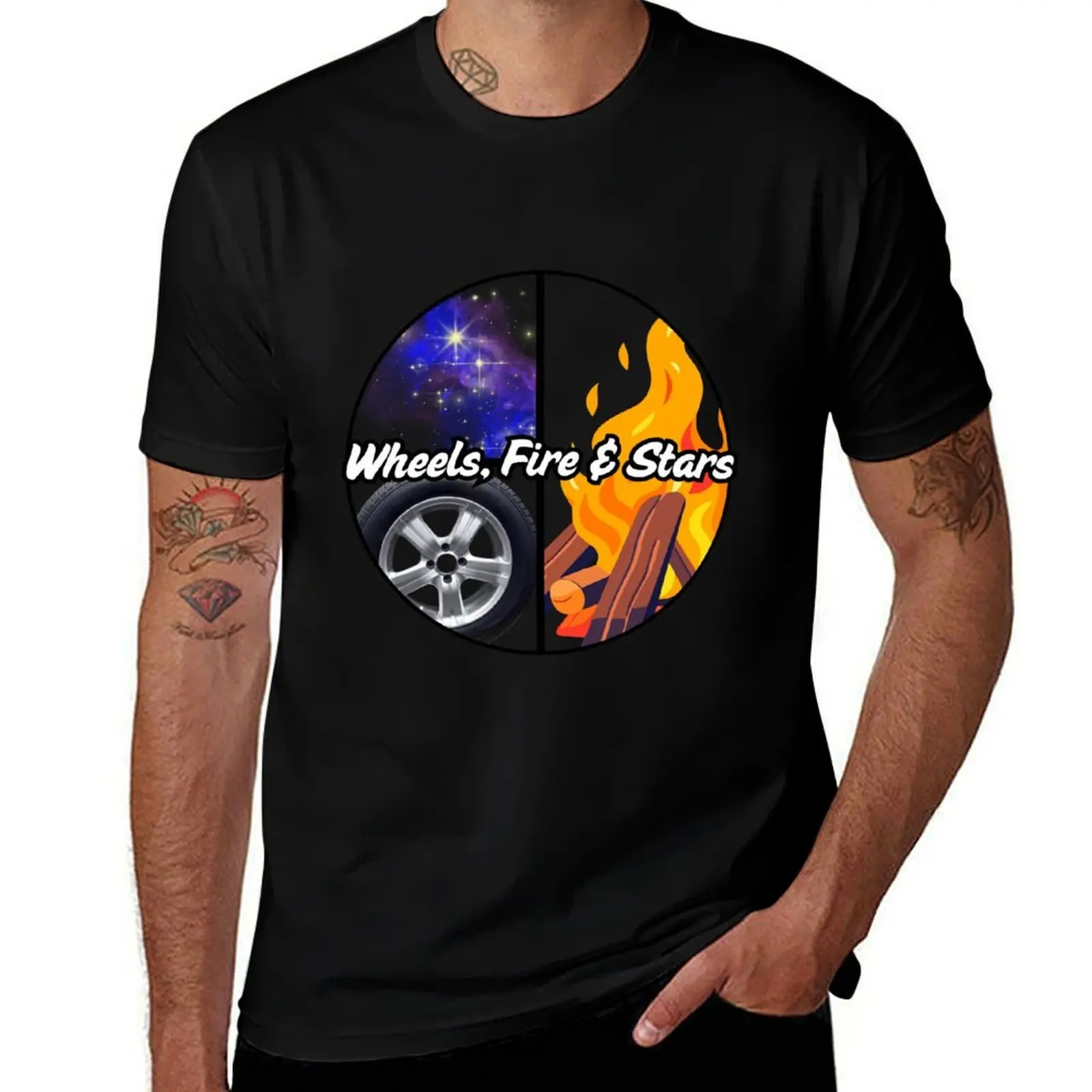 

Wheels, Fire & Stars T-Shirt graphics funny gifts Personalized t-shirt Luxury man plain white t shirts men