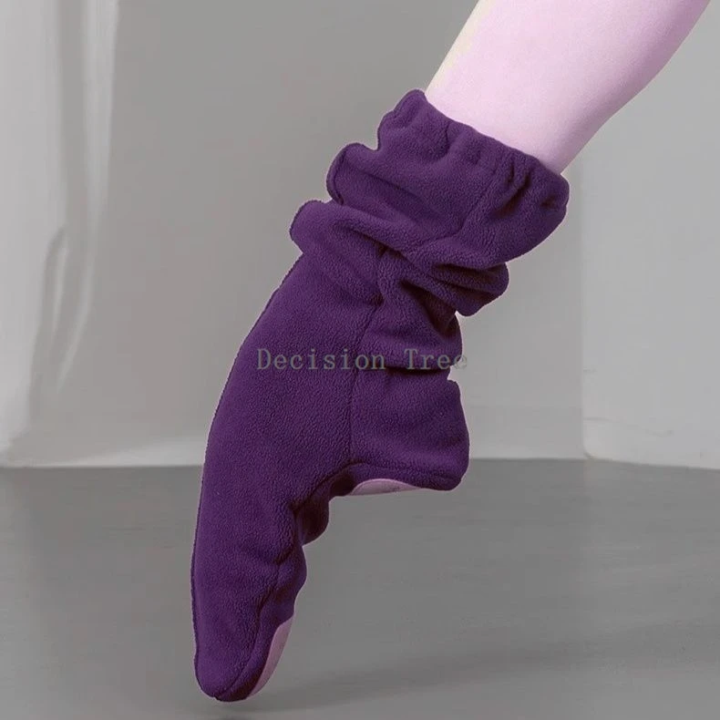 2025 winter ballet dance warm socks and boots, fleece dance shoes cotton boots adult women's ballet soft-soled practice shoes